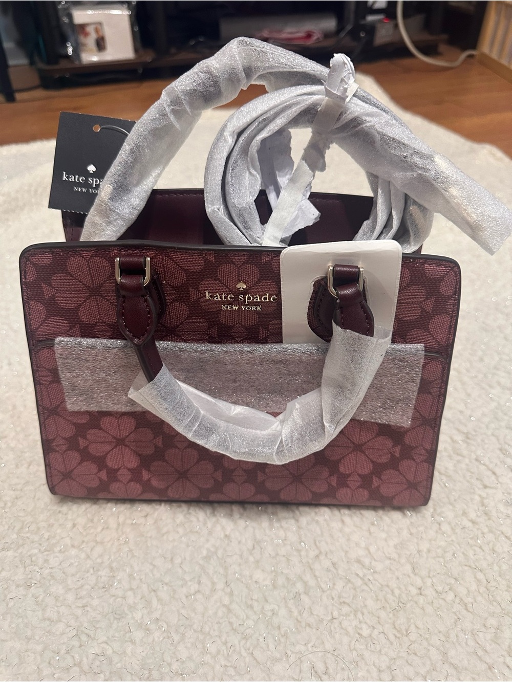 kate spade Maroon Floral Pattern Small Satchel